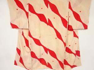 アンティーク　錦紗斜め縞に花模様長襦袢